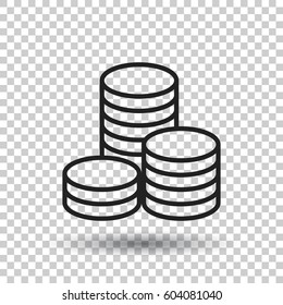 Coins stack vector illustration. Money stacked coins icon in flat style.