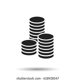 Coins stack vector illustration. Money stacked coins icon in flat style.