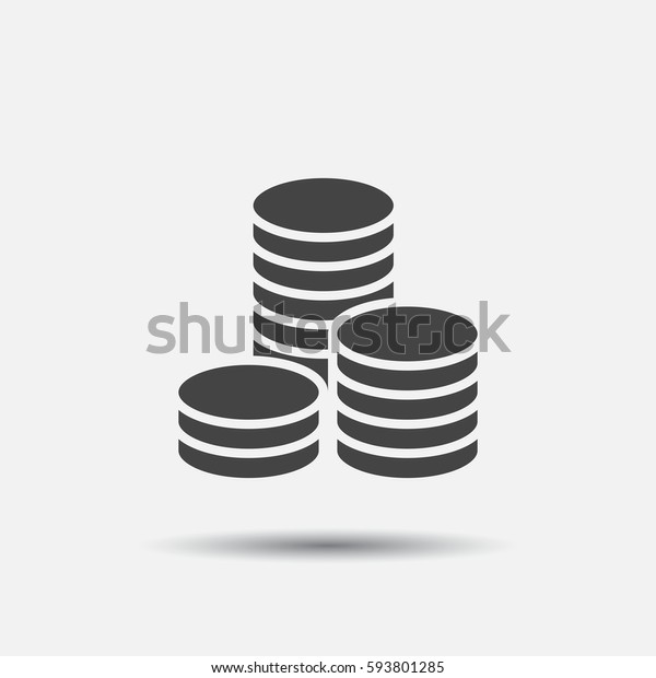コインの積み重ねのベクターイラスト お金の積み上げコインのアイコンを平たいスタイルで表示します のベクター画像素材 ロイヤリティフリー