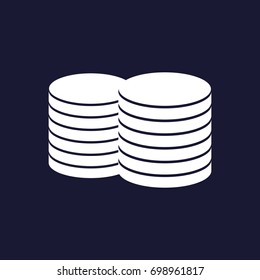 Coins stack vector illustrationon. Vector illustration, EPS10 on dark blue background. 