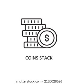 Coins Stack Vector Outline Icon Design illustration. Banking and Payment Symbol on White background EPS 10 File