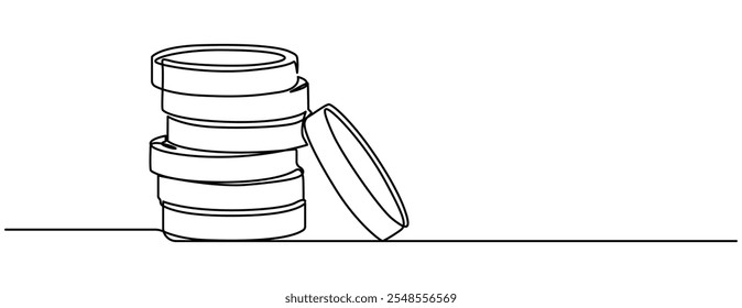  coins stack wealth savings and investment continuous one line drawing, Continuous one line drawing of dollar sign Minimalism design outline vector, Business icon. Money saving concept continuous line