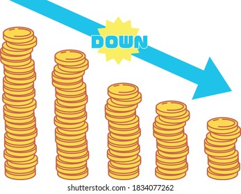 Coins stacked in a bar chart style (down)
