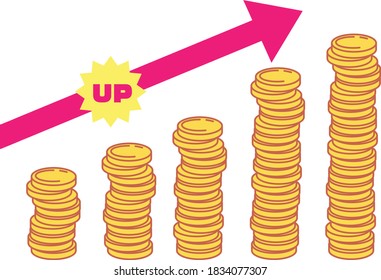 Coins stacked in a bar chart style (up)