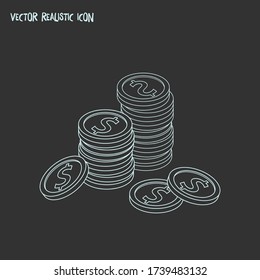 Coins stacked icon line element. Vector illustration of coins stacked icon line isolated on clean background for your web mobile app logo design.