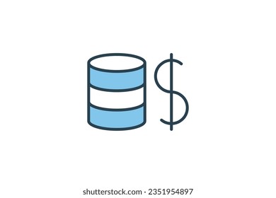 Coins Stacked Icon. Icon related to Credit and Loan. suitable for web site design, app, user interfaces, printable etc. Flat Line icon style. Simple vector design editable