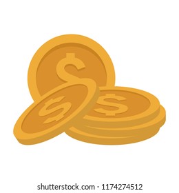 Coins stacked isolated