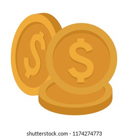 Coins stacked isolated