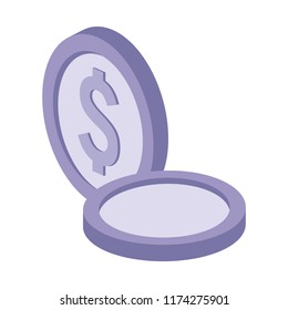 Coins stacked isolated