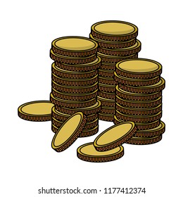 Coins stacked isolated