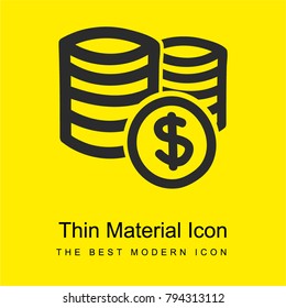 Coins stacks of dollars hand drawn commercial symbol bright yellow material minimal icon or logo design