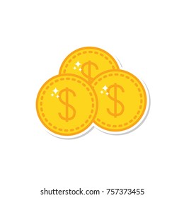 Coins sticker vector icon