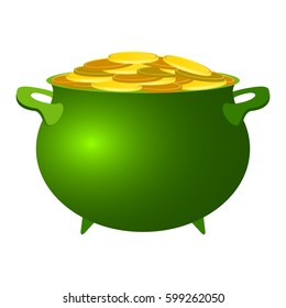 Coins with the symbol of St. Patrick's Day pot, vector   - Shutterstock ID 599262050