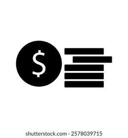 Coins thin line icon. Editable stroke. Pixel perfect icon vector illustration, pictogram isolated on white background. color editable