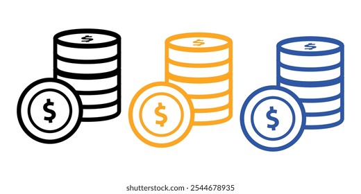 Paquete de iconos de línea delgada de monedas. Trazo editable. Icono simple perfecto del pixel 