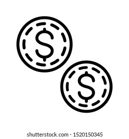 coins thin line vector icon