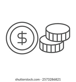 Coins  thinline icon, editable vector icon, pixel perfect, illustrator ai file 
 