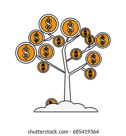 coins tree vector illustration