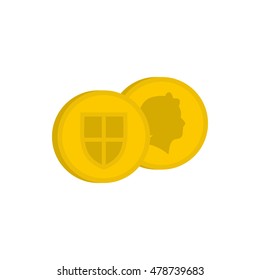 Coins of UK icon in flat style isolated on white background. Money symbol vector illustration