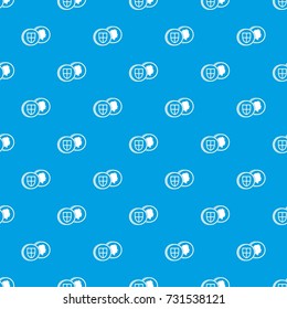 Coins of UK pattern repeat seamless in blue color for any design. Vector geometric illustration