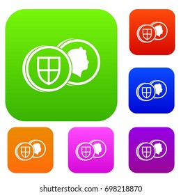 Coins of UK set icon in different colors isolated vector illustration. Premium collection