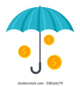 Coins under umbrella 