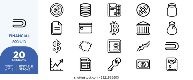 Coins, vaults, bitcoins, documents, piggy banks, shopping bags, calculators, bar charts, folders, and and transaction receipts for business analytics and financial strategy applications.