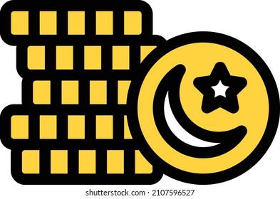 icono de línea de color vectorial de monedas