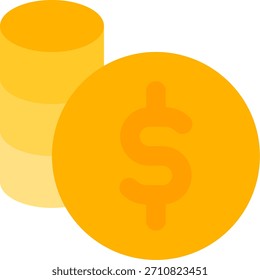 Moedas design vetorial em estilo moderno, economia de dinheiro e conceito de crescimento financeiro, ilustração de riqueza empresarial. Ícone Simples