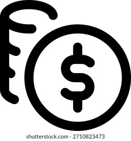 Moedas design vetorial em estilo moderno, economia de dinheiro e conceito de crescimento financeiro, ilustração de riqueza empresarial. Ícone de Linha