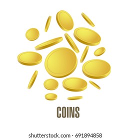 Coins vector, design on isolated 