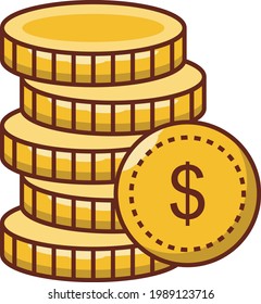 coins vector flat colour icon