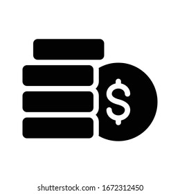 monedas vectorial glifo icono plano 
