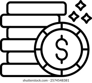 Coins vector icon. Can be used for printing, mobile and web applications.