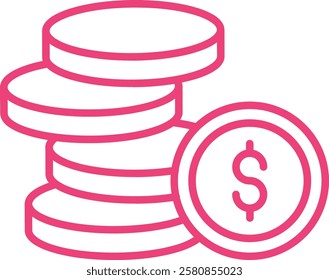Coins vector icon. Can be used for printing, mobile and web applications.
