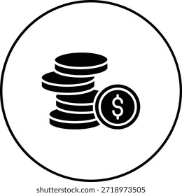 Icono de Vector de monedas. Se puede utilizar para aplicaciones de impresión, móviles y de Web.