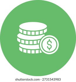 Icono de Vector de monedas. Se puede utilizar para aplicaciones de impresión, móviles y de Web.