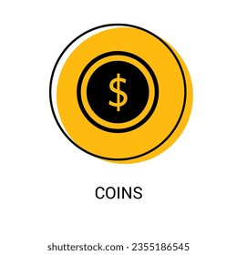 Coins vector. Coins icon illustration on white background. Stock vector.