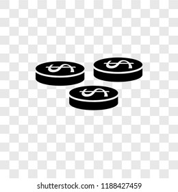 Coins vector icon isolated on transparent background, Coins transparency logo concept