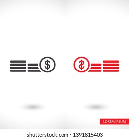 Coins  vector icon  , lorem ipsum Flat design