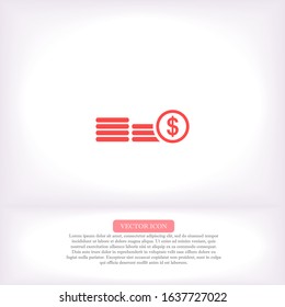 Coins vector icon , lorem ipsum Flat design