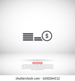 Coins Vektorillustration Symbol, lorem ipsum Flaches Design