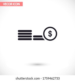 Münzen Vektorsymbol , lorem ipsum Flaches Design