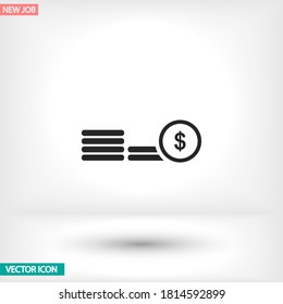 Coins vector icon , lorem ipsum Flat design