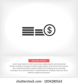Coins vector icon , lorem ipsum Flat design
