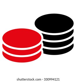 Coins vector icon. Style is flat symbol, rounded angles, white background.