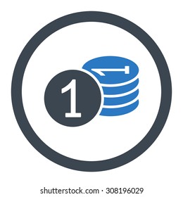 Coins vector icon. This flat rounded symbol uses smooth blue colors and isolated on a white background.