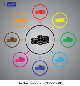 Coins vector Icons.