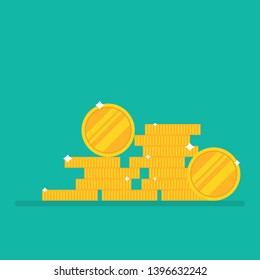 Coins vector illustration in flat design. Golden coins stack