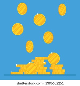 Coins vector illustration in flat design. Golden coins stack